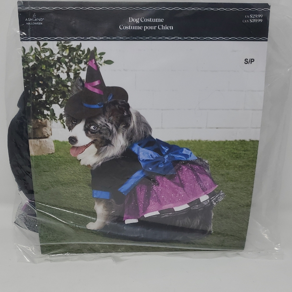 Ashland Dog Witch Costume with Black and Purple Tutu Small
